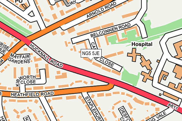 NG5 5JE map - OS OpenMap – Local (Ordnance Survey)