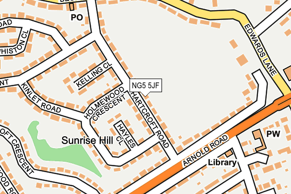 NG5 5JF map - OS OpenMap – Local (Ordnance Survey)