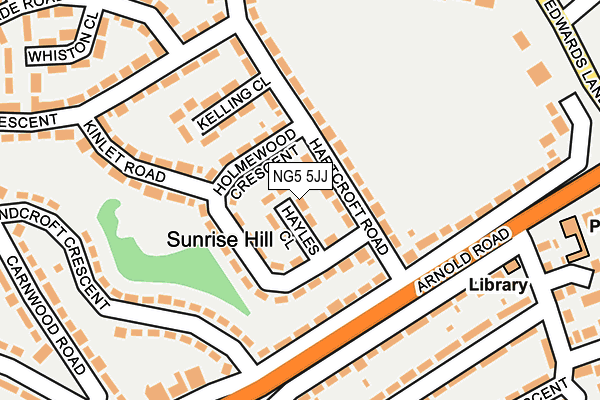 NG5 5JJ map - OS OpenMap – Local (Ordnance Survey)