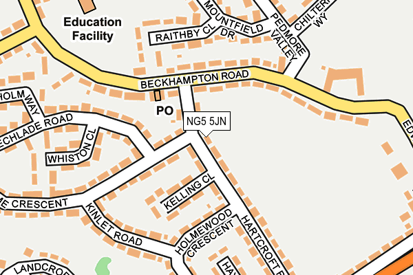 NG5 5JN map - OS OpenMap – Local (Ordnance Survey)
