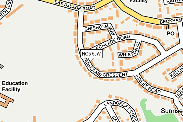 NG5 5JW map - OS OpenMap – Local (Ordnance Survey)