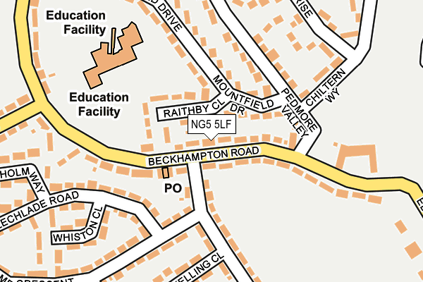 NG5 5LF map - OS OpenMap – Local (Ordnance Survey)