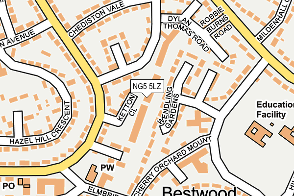 NG5 5LZ map - OS OpenMap – Local (Ordnance Survey)