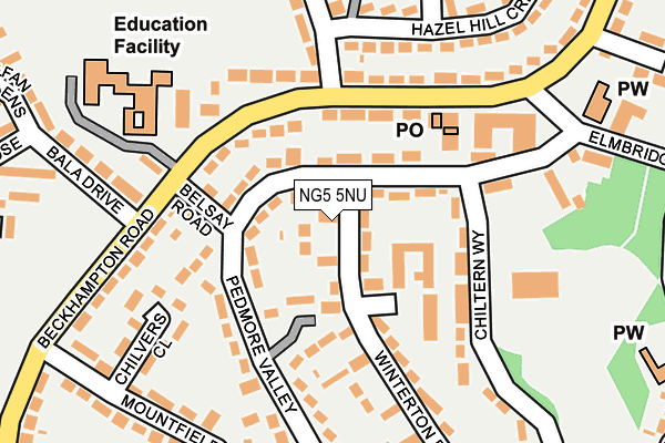 NG5 5NU map - OS OpenMap – Local (Ordnance Survey)