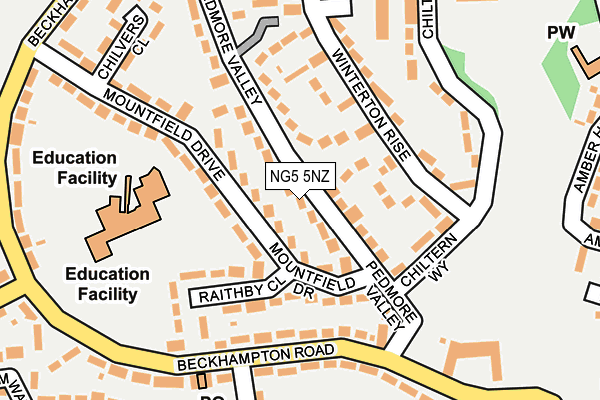 NG5 5NZ map - OS OpenMap – Local (Ordnance Survey)