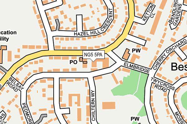 NG5 5PA map - OS OpenMap – Local (Ordnance Survey)