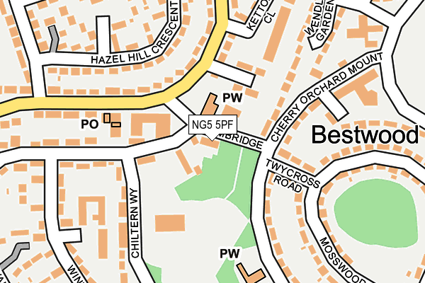 NG5 5PF map - OS OpenMap – Local (Ordnance Survey)