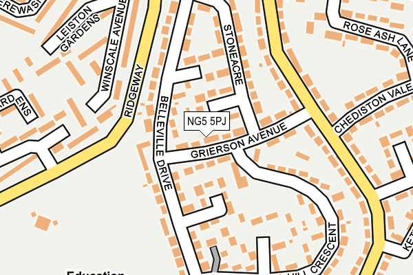 NG5 5PJ map - OS OpenMap – Local (Ordnance Survey)