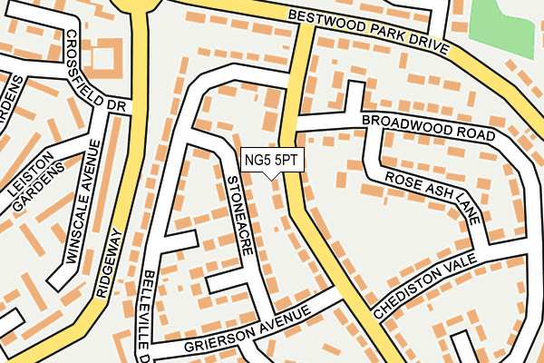 NG5 5PT map - OS OpenMap – Local (Ordnance Survey)