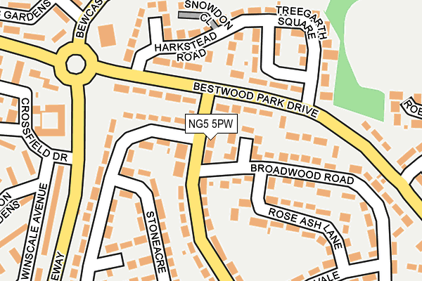 NG5 5PW map - OS OpenMap – Local (Ordnance Survey)
