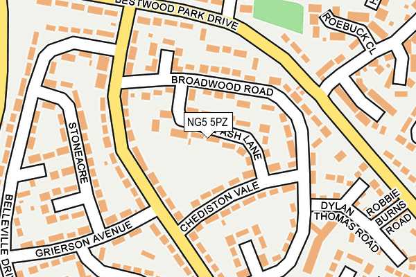 NG5 5PZ map - OS OpenMap – Local (Ordnance Survey)