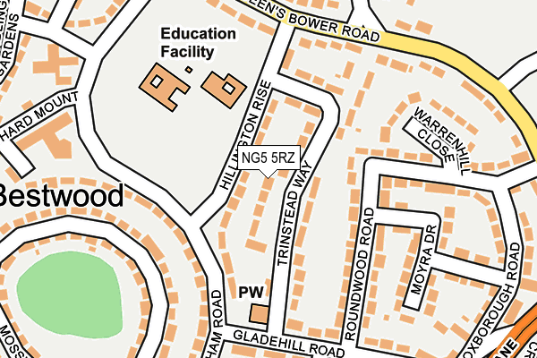 NG5 5RZ map - OS OpenMap – Local (Ordnance Survey)