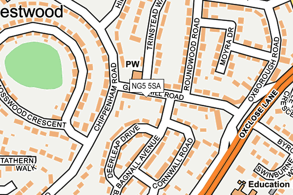 NG5 5SA map - OS OpenMap – Local (Ordnance Survey)