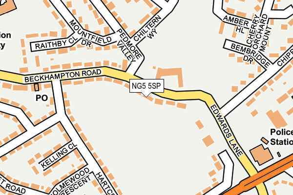 NG5 5SP map - OS OpenMap – Local (Ordnance Survey)