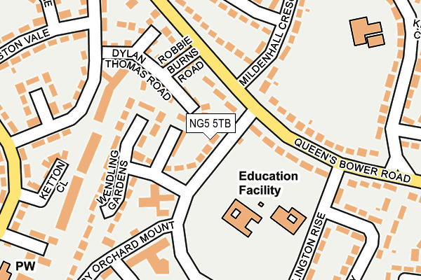 NG5 5TB map - OS OpenMap – Local (Ordnance Survey)