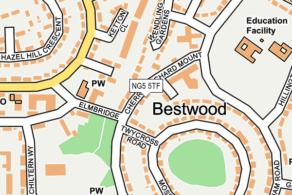 NG5 5TF map - OS OpenMap – Local (Ordnance Survey)