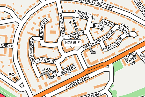 NG5 5UF map - OS OpenMap – Local (Ordnance Survey)