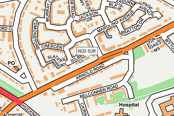 NG5 5UR map - OS OpenMap – Local (Ordnance Survey)