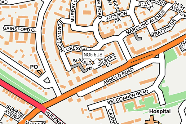 NG5 5US map - OS OpenMap – Local (Ordnance Survey)