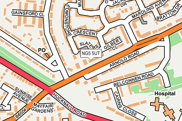 NG5 5UT map - OS OpenMap – Local (Ordnance Survey)