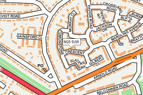 NG5 5UW map - OS OpenMap – Local (Ordnance Survey)