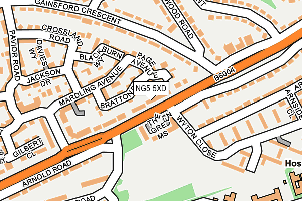 NG5 5XD map - OS OpenMap – Local (Ordnance Survey)
