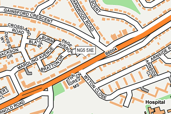 NG5 5XE map - OS OpenMap – Local (Ordnance Survey)