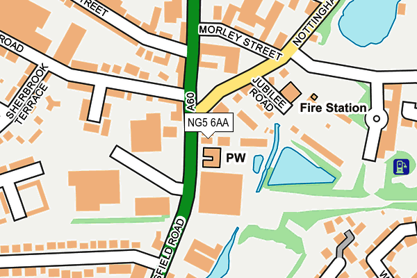 NG5 6AA map - OS OpenMap – Local (Ordnance Survey)