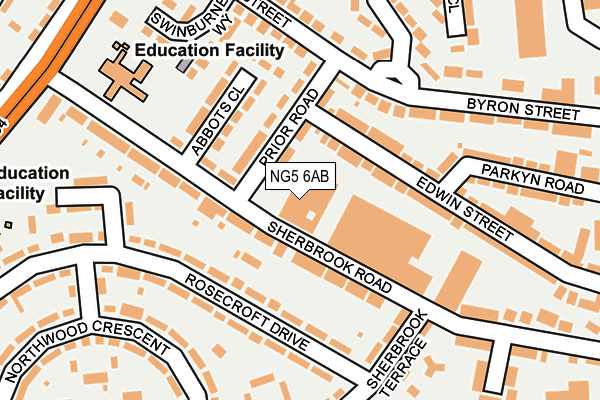 NG5 6AB map - OS OpenMap – Local (Ordnance Survey)