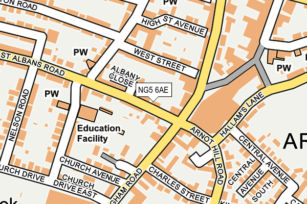 NG5 6AE map - OS OpenMap – Local (Ordnance Survey)