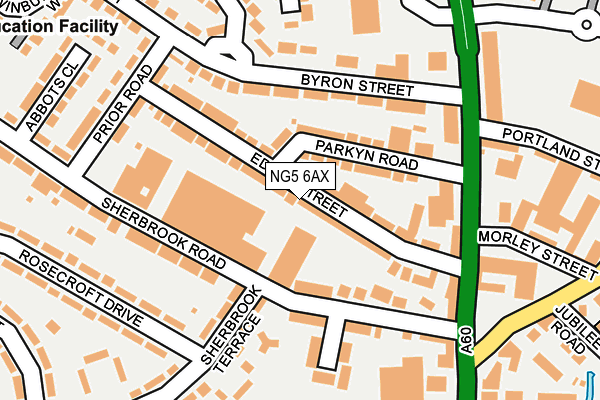 NG5 6AX map - OS OpenMap – Local (Ordnance Survey)