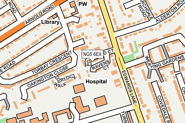 NG5 6EX map - OS OpenMap – Local (Ordnance Survey)