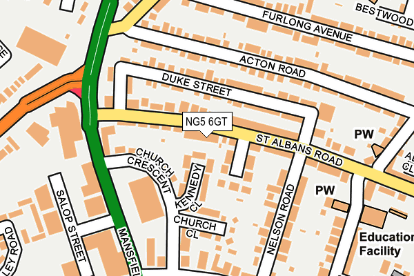 NG5 6GT map - OS OpenMap – Local (Ordnance Survey)