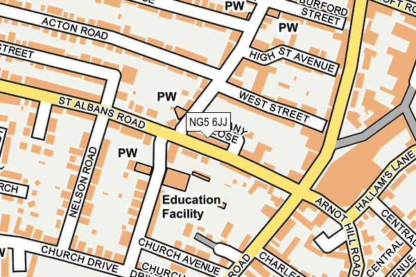 NG5 6JJ map - OS OpenMap – Local (Ordnance Survey)