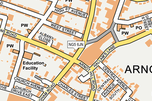 NG5 6JN map - OS OpenMap – Local (Ordnance Survey)