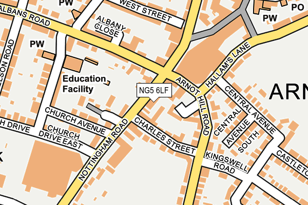 NG5 6LF map - OS OpenMap – Local (Ordnance Survey)