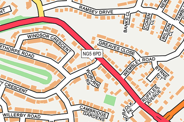 NG5 6PD map - OS OpenMap – Local (Ordnance Survey)