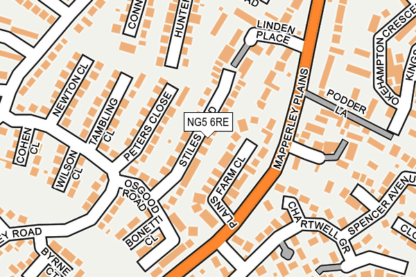 NG5 6RE map - OS OpenMap – Local (Ordnance Survey)