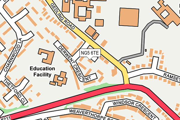 NG5 6TE map - OS OpenMap – Local (Ordnance Survey)