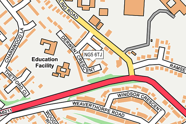 NG5 6TJ map - OS OpenMap – Local (Ordnance Survey)