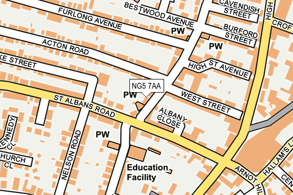 NG5 7AA map - OS OpenMap – Local (Ordnance Survey)