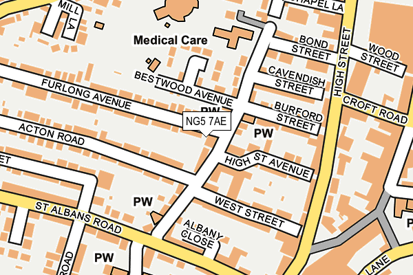 NG5 7AE map - OS OpenMap – Local (Ordnance Survey)