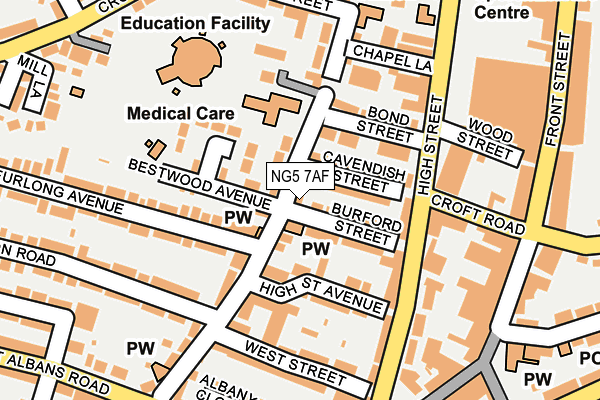 NG5 7AF map - OS OpenMap – Local (Ordnance Survey)