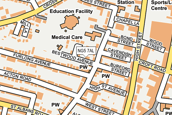 NG5 7AL map - OS OpenMap – Local (Ordnance Survey)