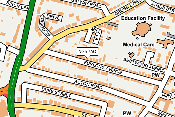 NG5 7AQ map - OS OpenMap – Local (Ordnance Survey)