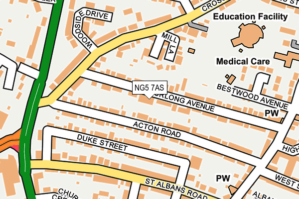 NG5 7AS map - OS OpenMap – Local (Ordnance Survey)