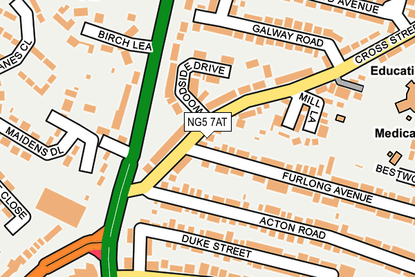 NG5 7AT map - OS OpenMap – Local (Ordnance Survey)