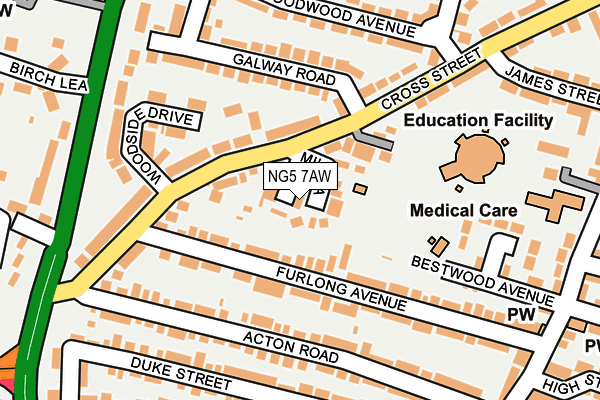 NG5 7AW map - OS OpenMap – Local (Ordnance Survey)