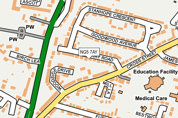 NG5 7AY map - OS OpenMap – Local (Ordnance Survey)