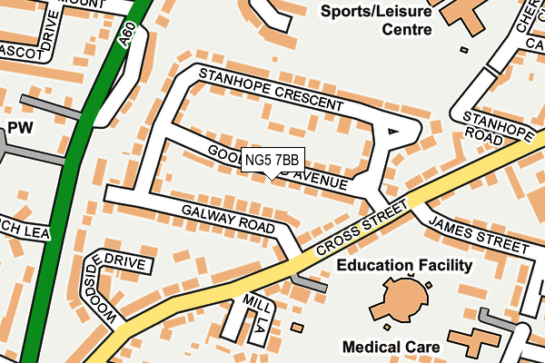 NG5 7BB map - OS OpenMap – Local (Ordnance Survey)